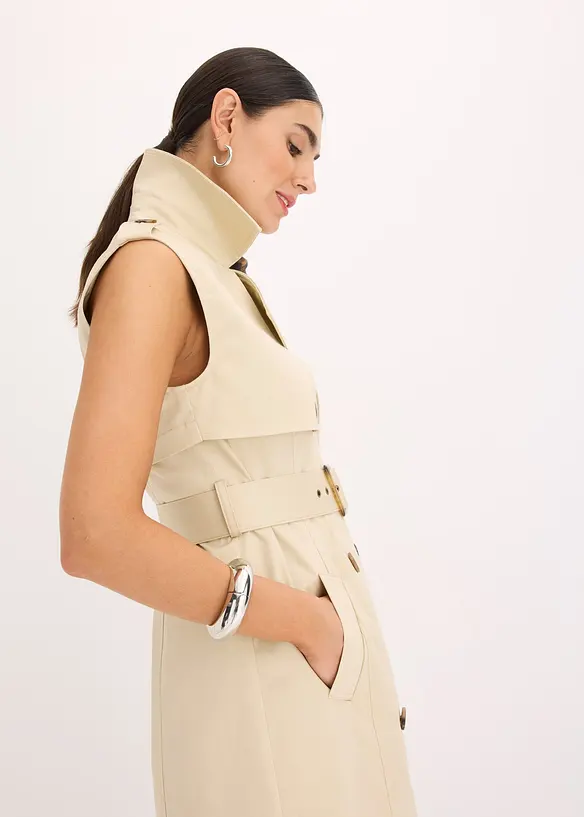Kjole i trenchcoat-look med belte (2-delt sett), bonprix