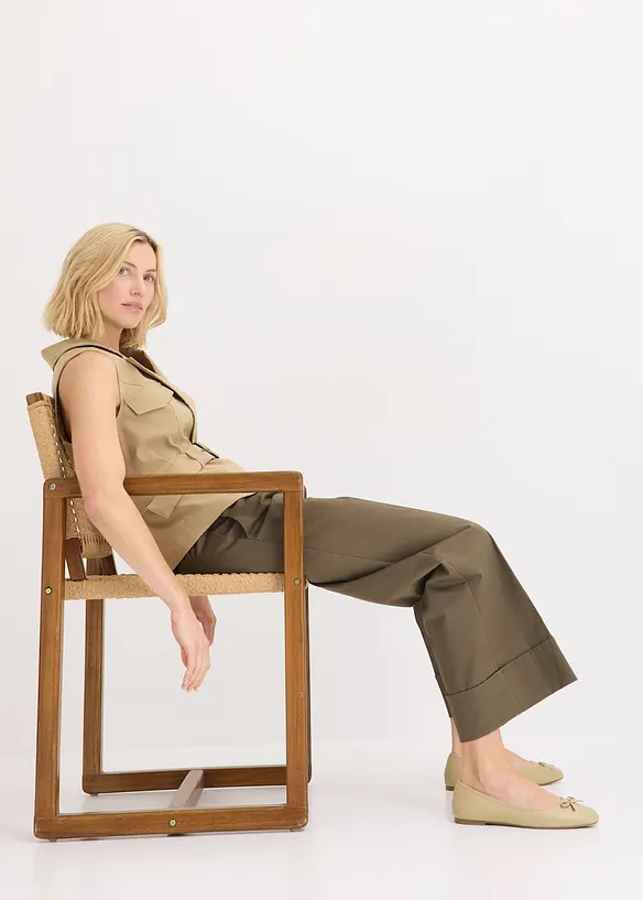 Bukse med legg i bomull med stretch, bonprix