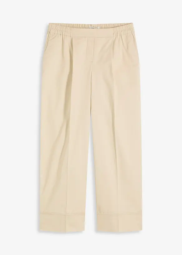 Bukse med legg i bomull med stretch, bonprix