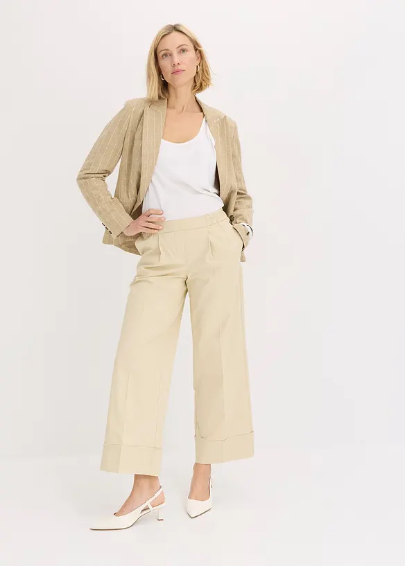 Bukse med legg i bomull med stretch, bonprix