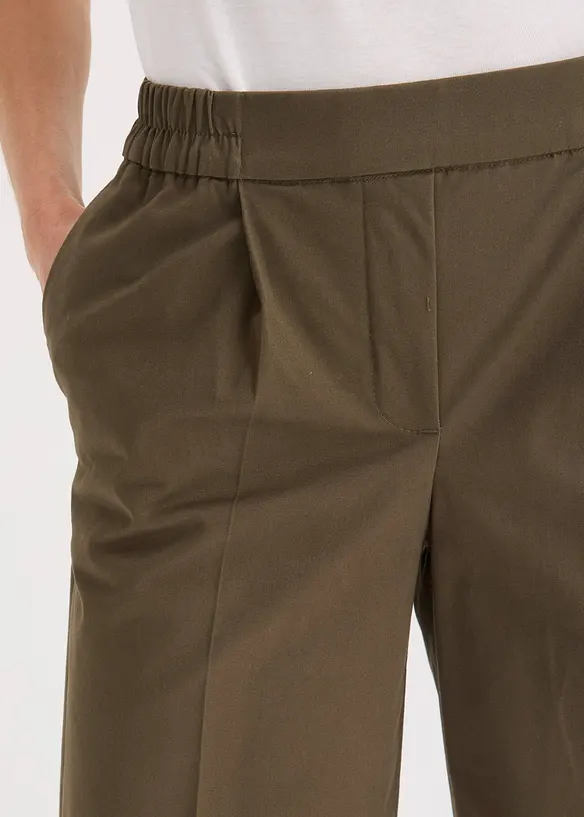 Bukse med legg i bomull med stretch, bonprix