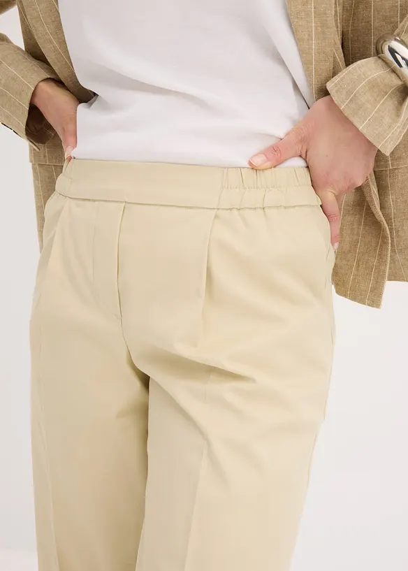 Bukse med legg i bomull med stretch, bonprix