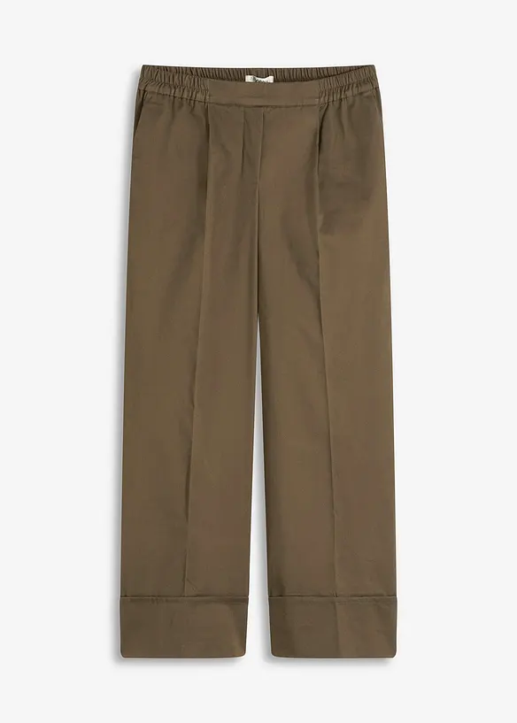 Bukse med legg i bomull med stretch, bonprix