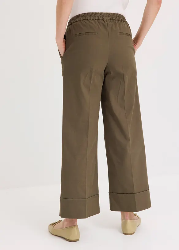 Bukse med legg i bomull med stretch, bonprix