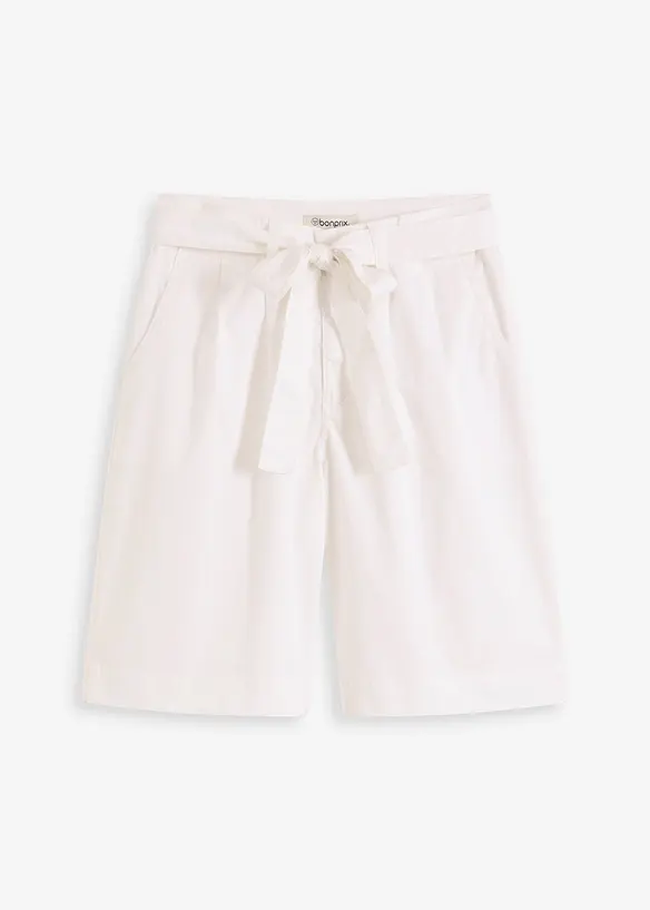 Shorts i twill med knytebelte, bonprix
