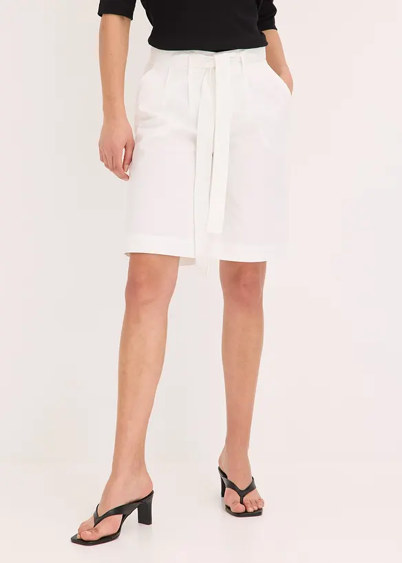 Shorts i twill med knytebelte, bonprix