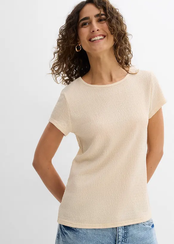 T-skjorte i strukturert krepp, bonprix