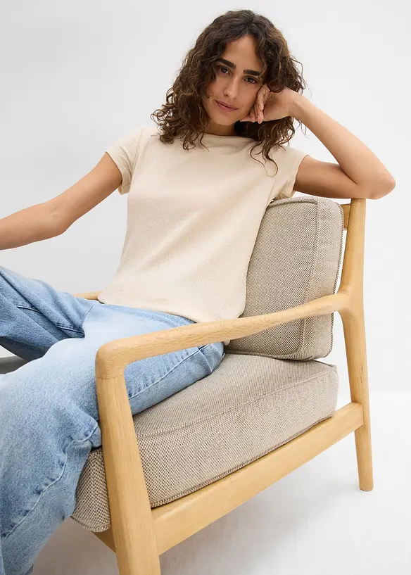 T-skjorte i strukturert krepp, bonprix