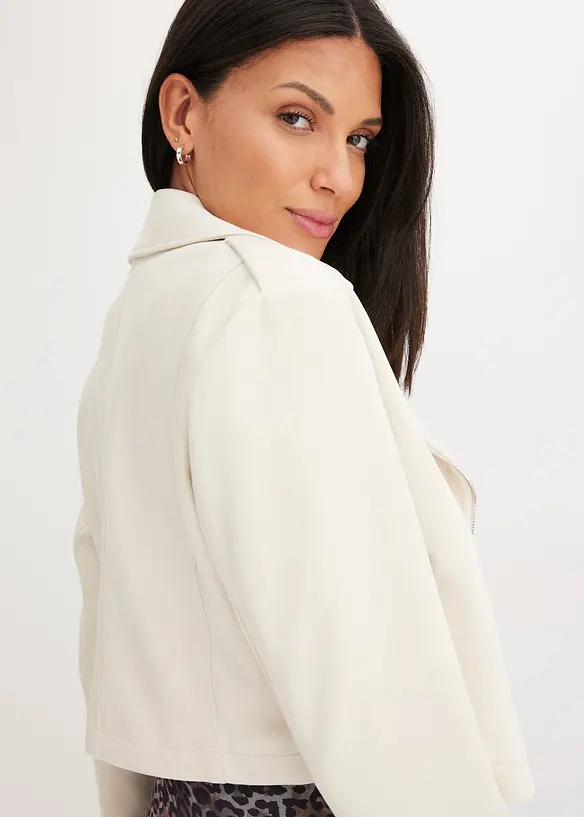Jakke i imitert semsket skinn, cropped, bonprix