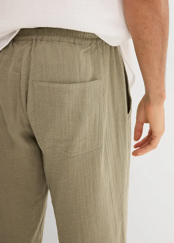 Regular Fit-pull on-bukse i musselin, Tapered, bonprix
