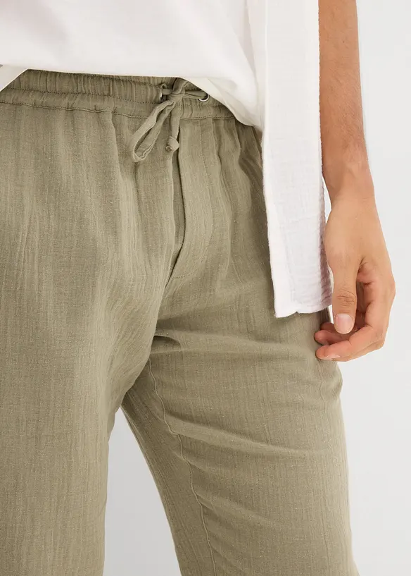 Regular Fit-pull on-bukse i musselin, Tapered, bonprix
