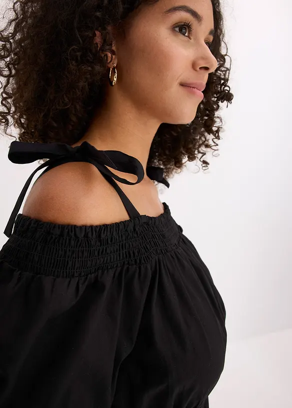 Off shoulder-kjole i økologisk bomull, bonprix
