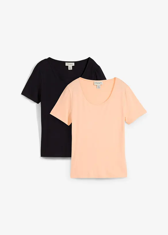 T-skjorte av myk viskose (2-pack), bonprix