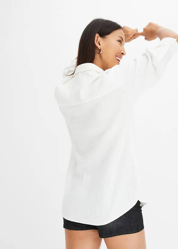 Skjortebluse i musselin, bonprix
