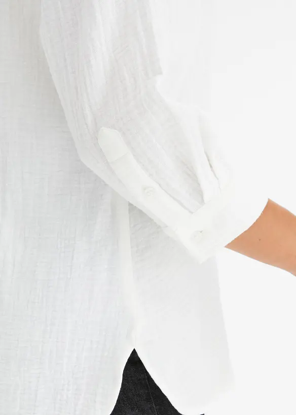 Skjortebluse i musselin, bonprix