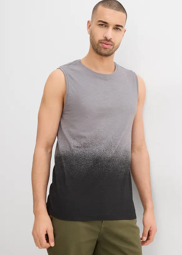 Singlet med fargegradering av økologisk bomull, Slim Fit, bonprix