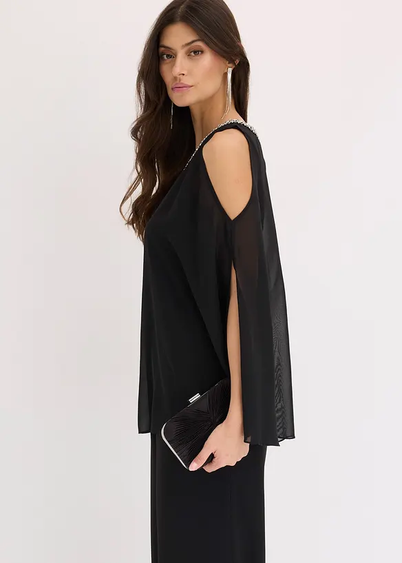 Jumpsuit med overkast og strasspynt, bonprix