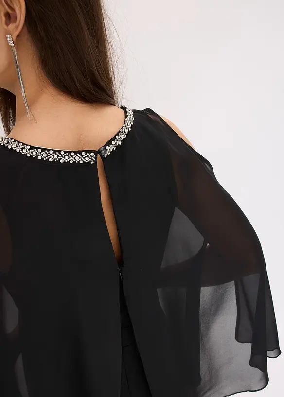 Jumpsuit med overkast og strasspynt, bonprix