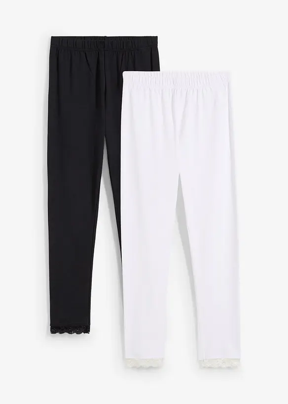 Leggings med blondekant (2-pack), bonprix