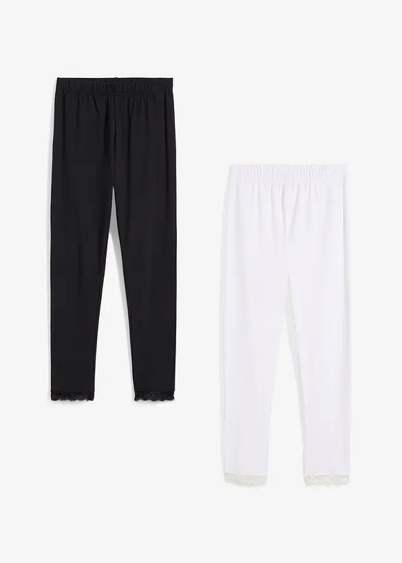 Leggings med blondekant (2-pack), bonprix