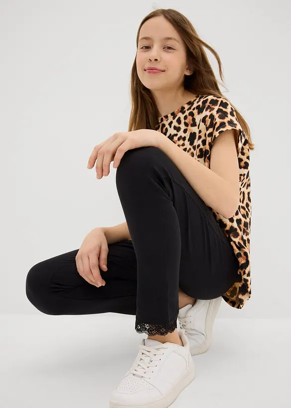 Leggings med blondekant (2-pack), bonprix