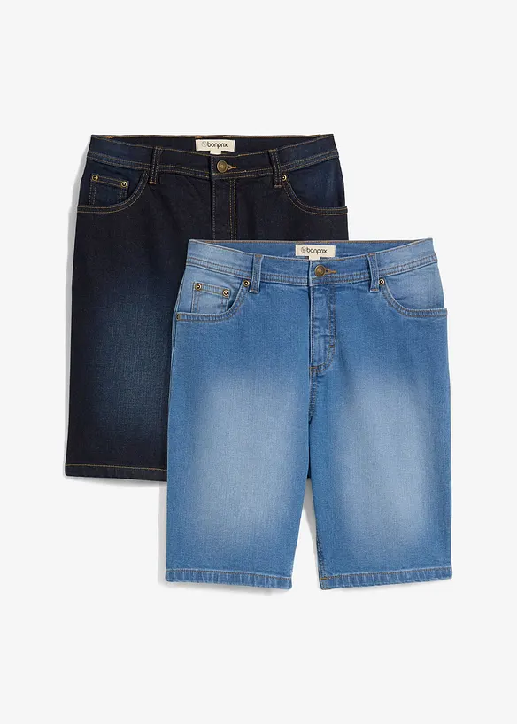 Denim-bermudashorts med stretch, Regular Fit (2-pack), bonprix