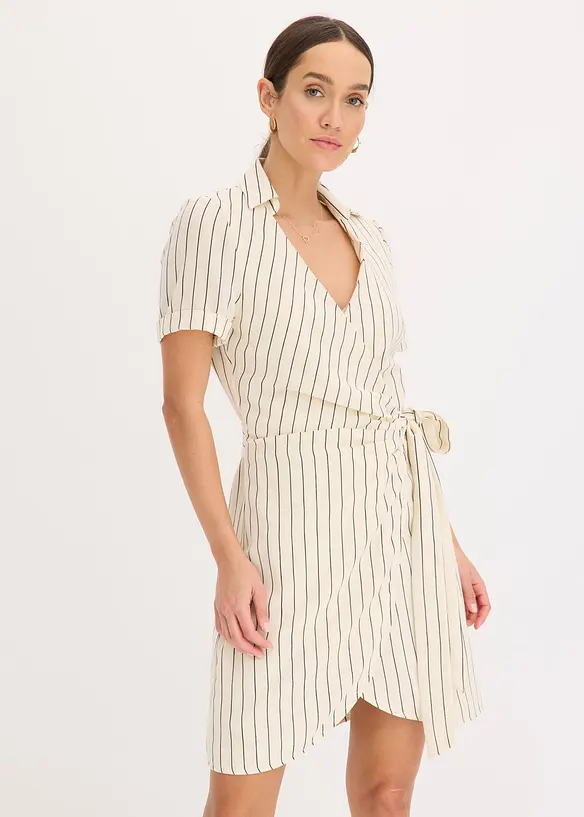 Omslagskjole i linlook, bonprix