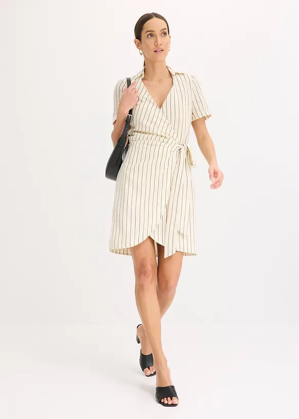 Omslagskjole i linlook, bonprix