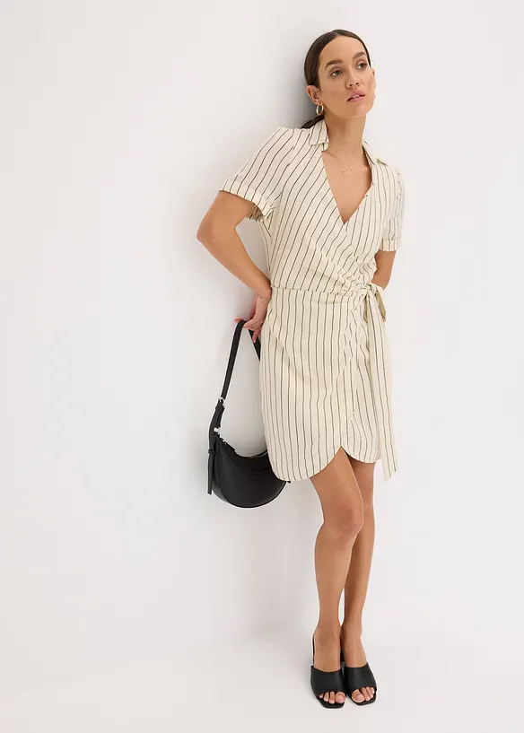Omslagskjole i linlook, bonprix