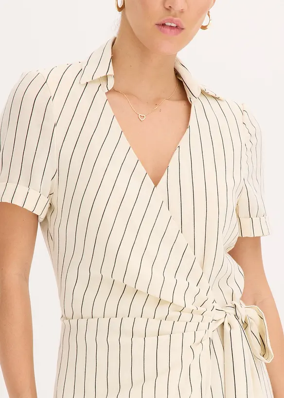 Omslagskjole i linlook, bonprix