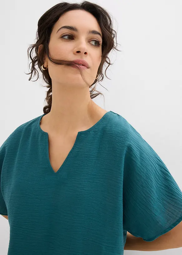 Oversized bluse med elastisk fald, bonprix