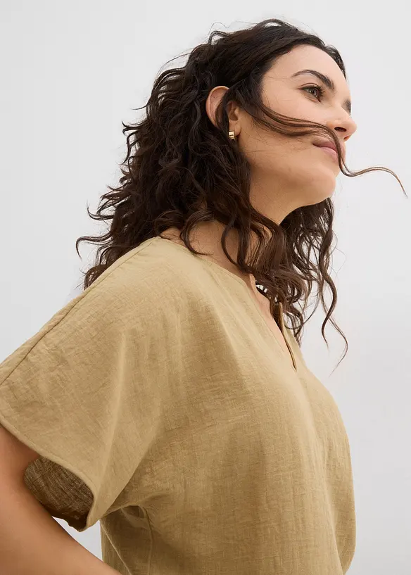 Oversized bluse med elastisk fald, bonprix