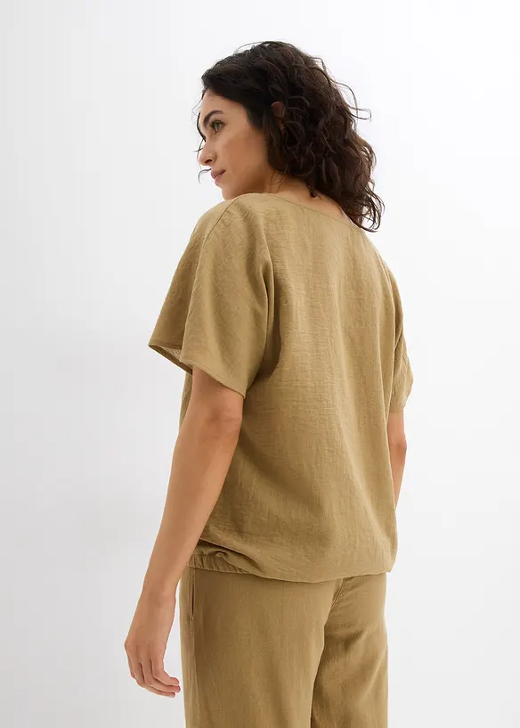 Oversized bluse med elastisk fald, bonprix