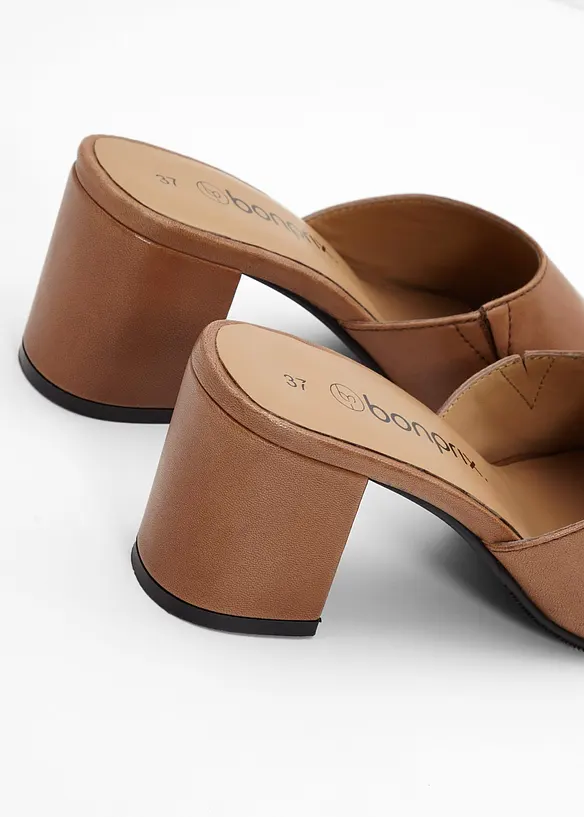 Slip-in sandaler i skinn, bonprix