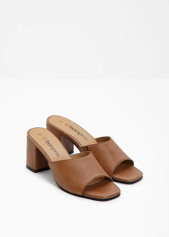 Slip-in sandaler i skinn, bonprix