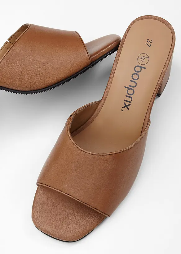 Slip-in sandaler i skinn, bonprix