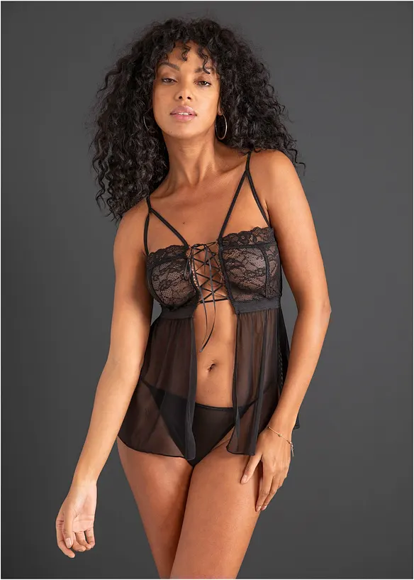 Babydoll og stringtruse (2 deler), bonprix