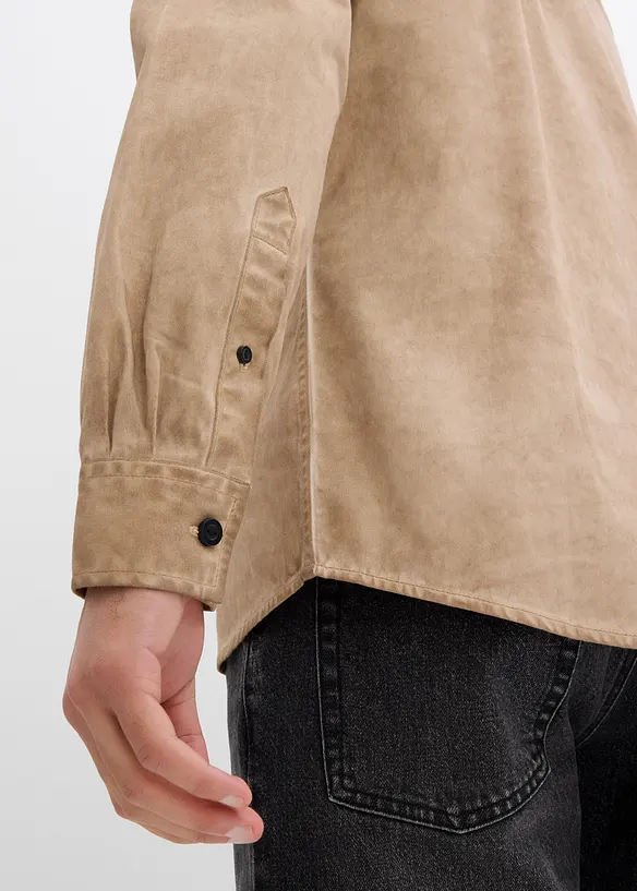 Langermet skjorte i 100% bomull i vasket look, bonprix