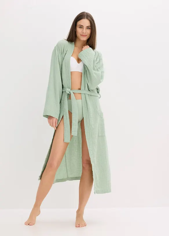 Morgenkåpe i myk musselin, oversized, bonprix