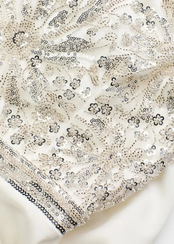 Elegant jumpsuit i strukturert krepp med perlebroderi, bonprix