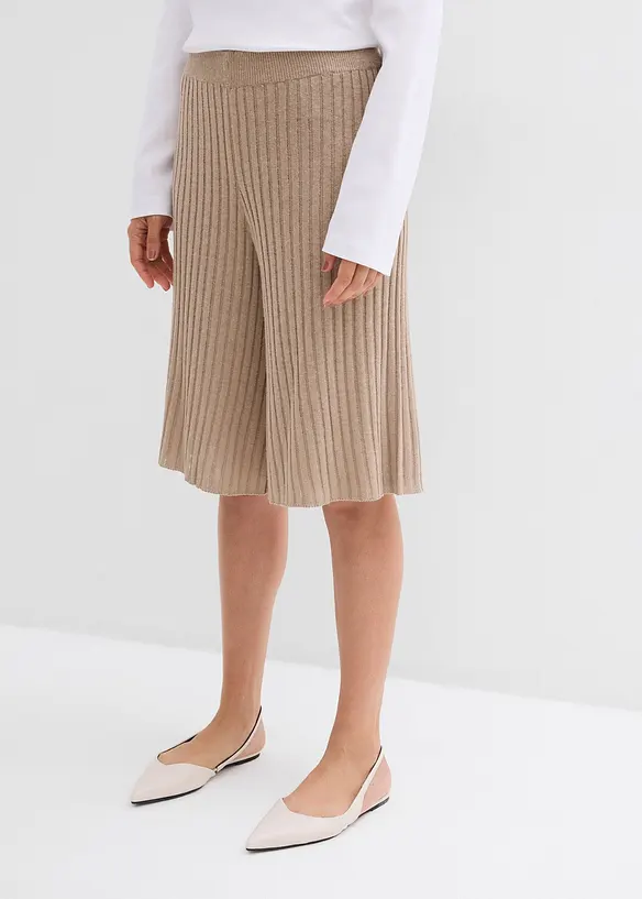 Strikket bermudashorts med høy linning, av viskosemiks, bonprix