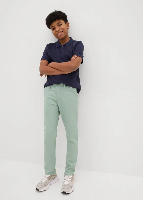 Slim Fit-chinos med stretch og regulerbar linning, Straight, bonprix