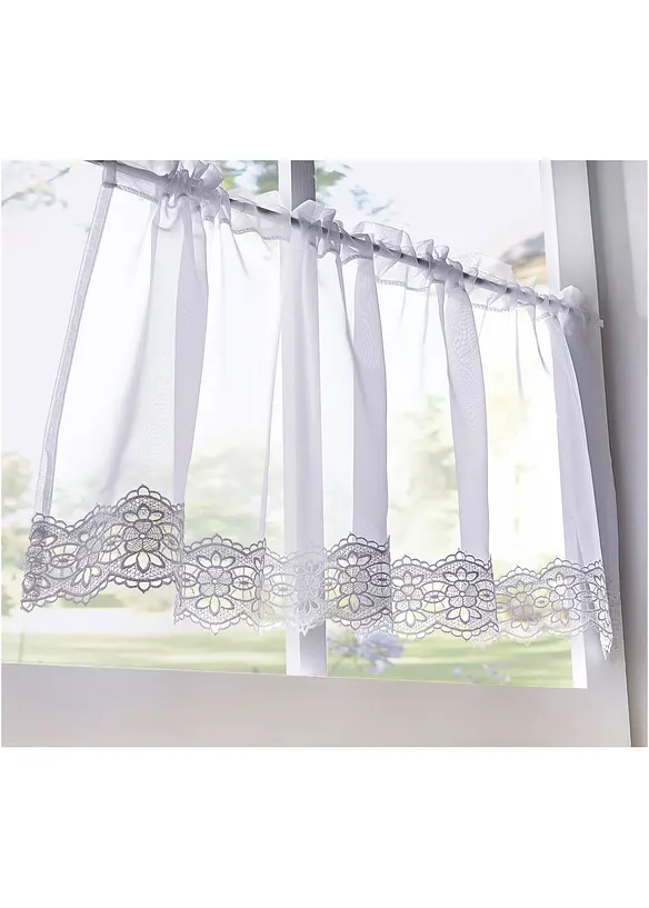 Gardinkappe med resirkulert polyester og blondekant, bonprix