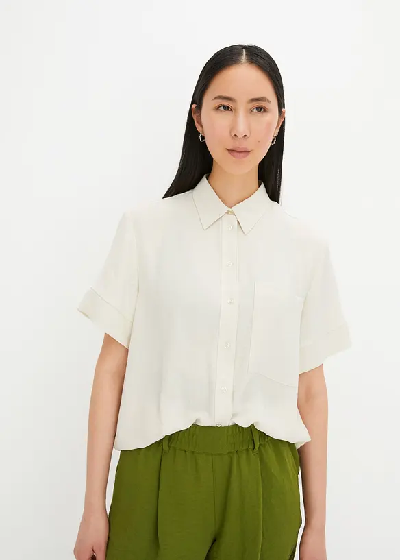 Kortermet bluse med brystlomme, bonprix