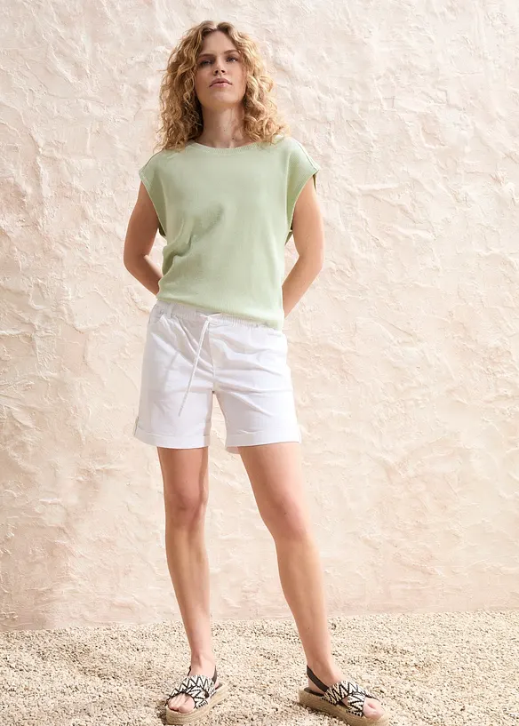 Bermudashorts i bomull med strikklinning, bonprix
