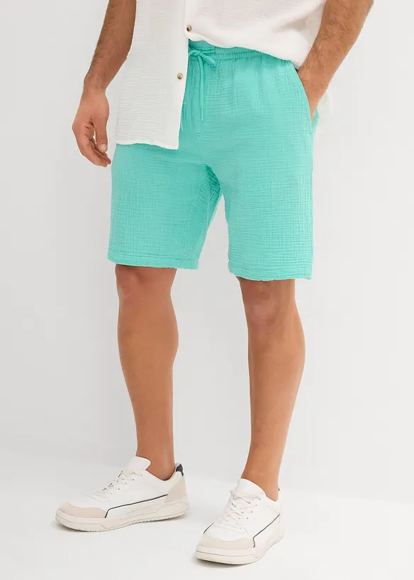 Shorts i 100% bomullsmusselin, Regular Fit, bonprix