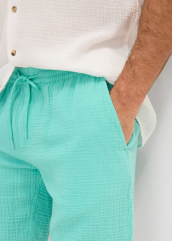 Shorts i 100% bomullsmusselin, Regular Fit, bonprix