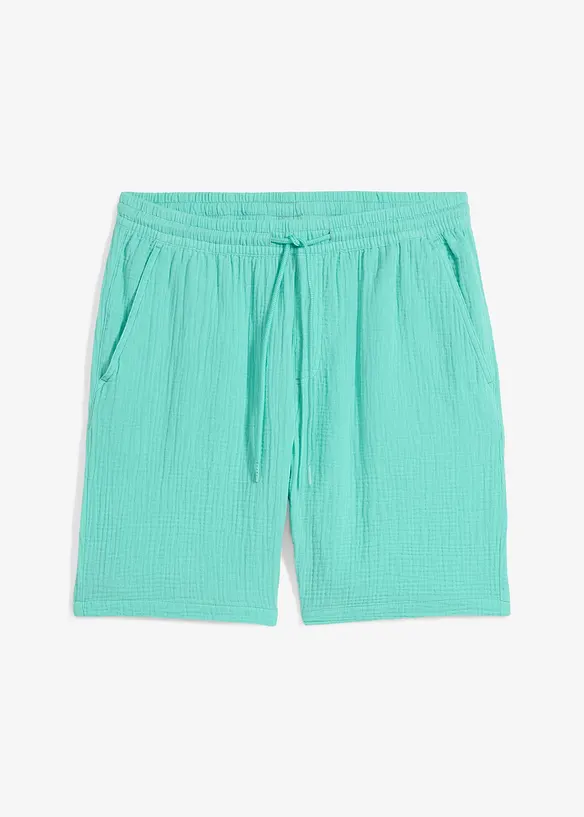 Shorts i 100% bomullsmusselin, Regular Fit, bonprix