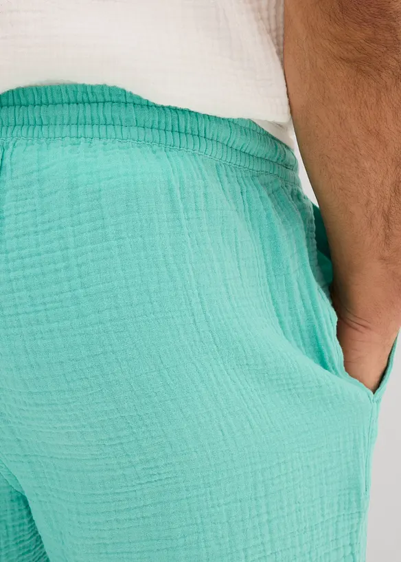 Shorts i 100% bomullsmusselin, Regular Fit, bonprix