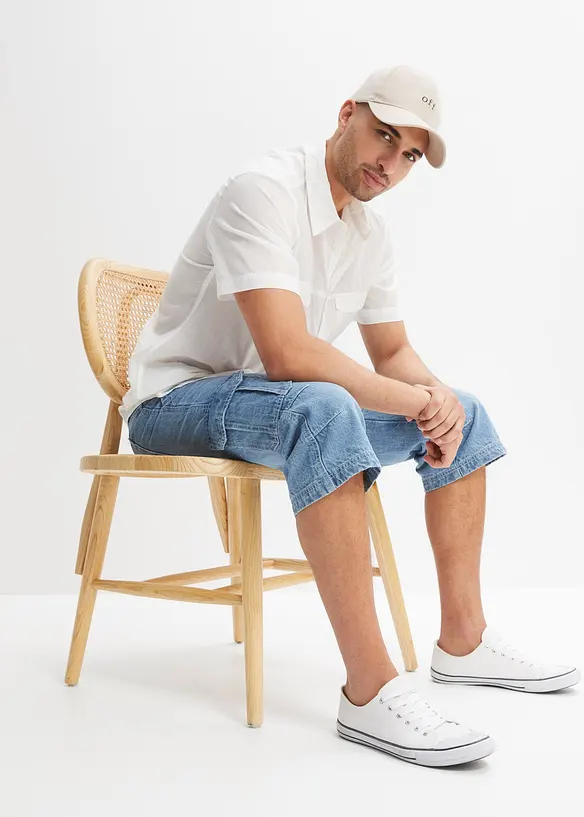 Regular Fit 3/4-cargojeans med stretch, Straight, bonprix